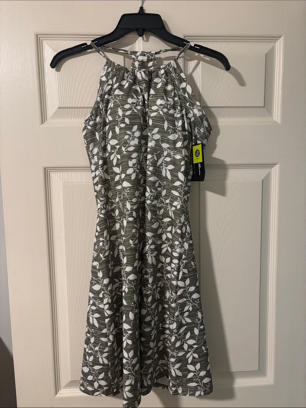 Eddie Bauer Olive Green One-Shoulder Floral Dress
